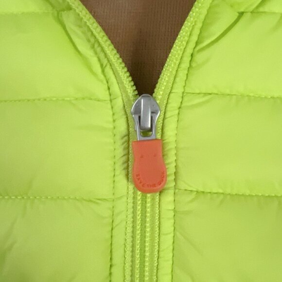 Save The Duck Lightweight Fluo Yellow Kyla Hooded Puffer Jacket Womens Medium - Picture 4 of 9